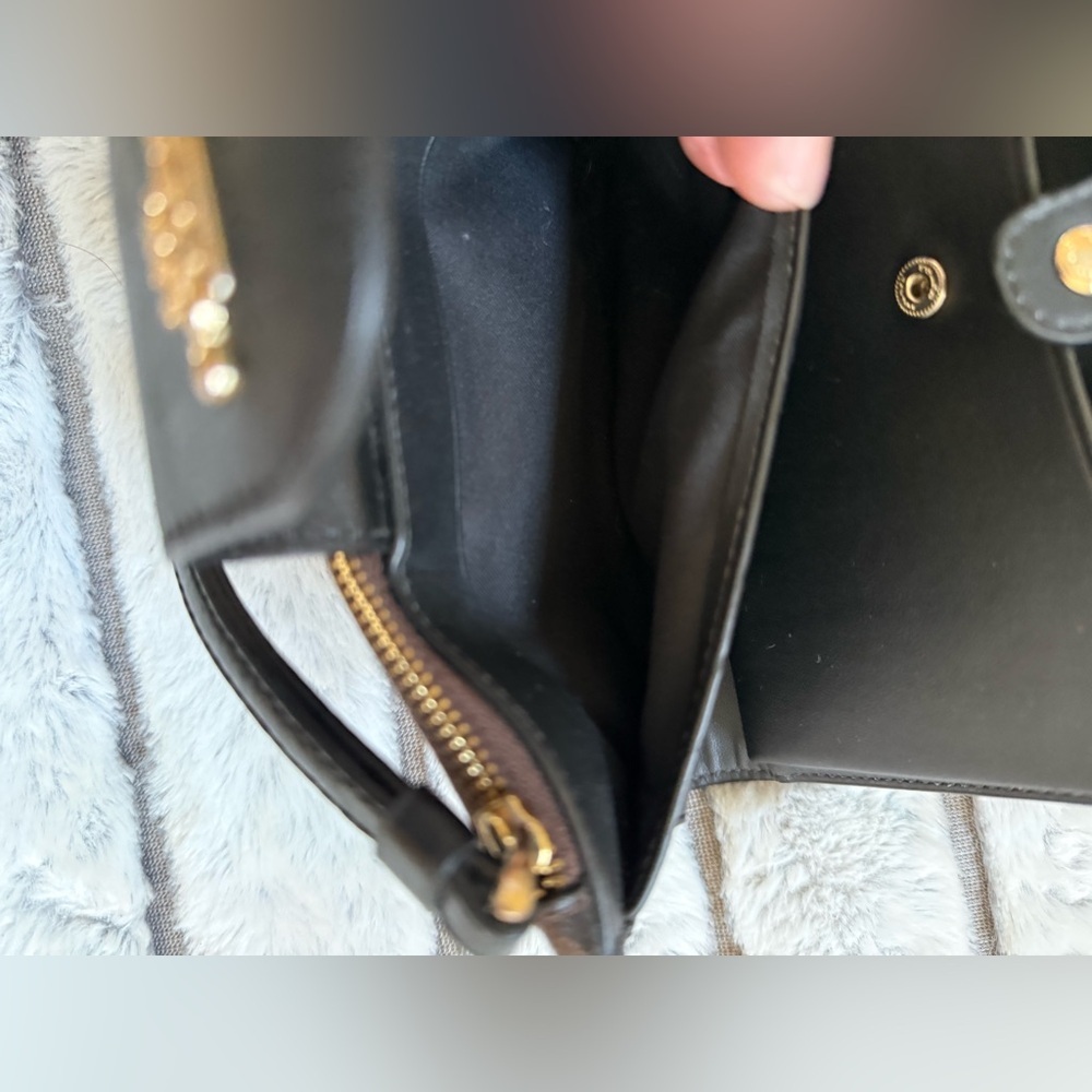 Coach Dark Brown Signature Wristlet Clutch with Gold Logo - Picture 7 of 8